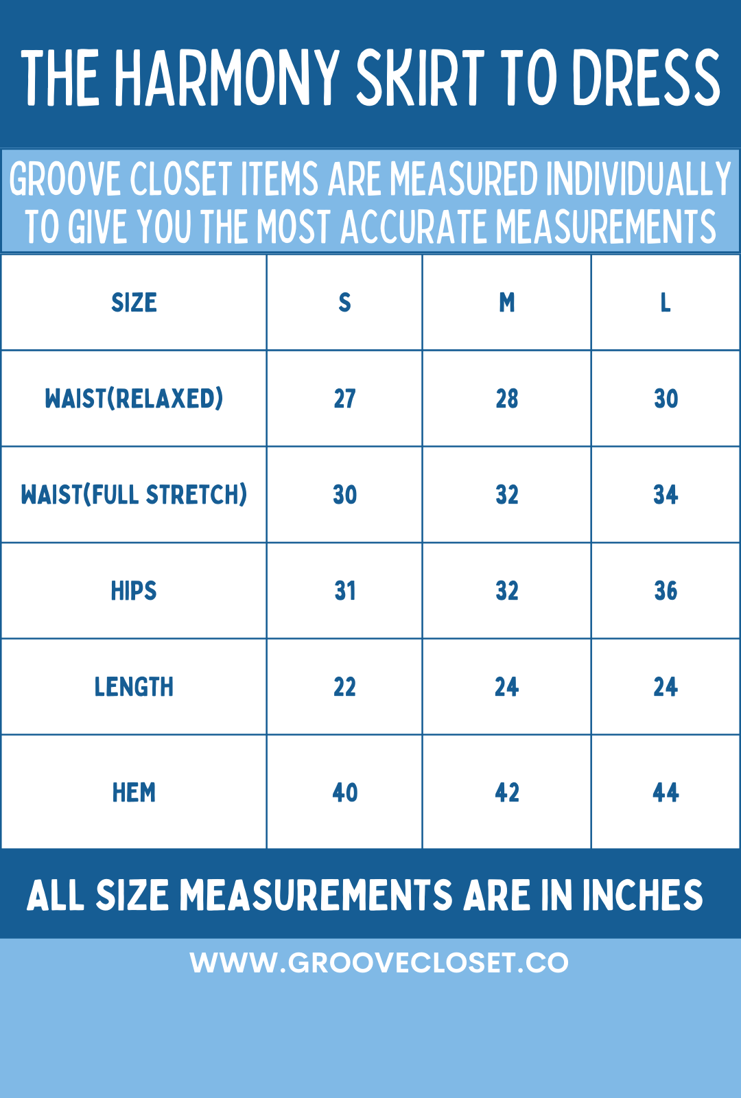 Size guide for The Harmony Floral Convertible Mesh Skirt to Dress