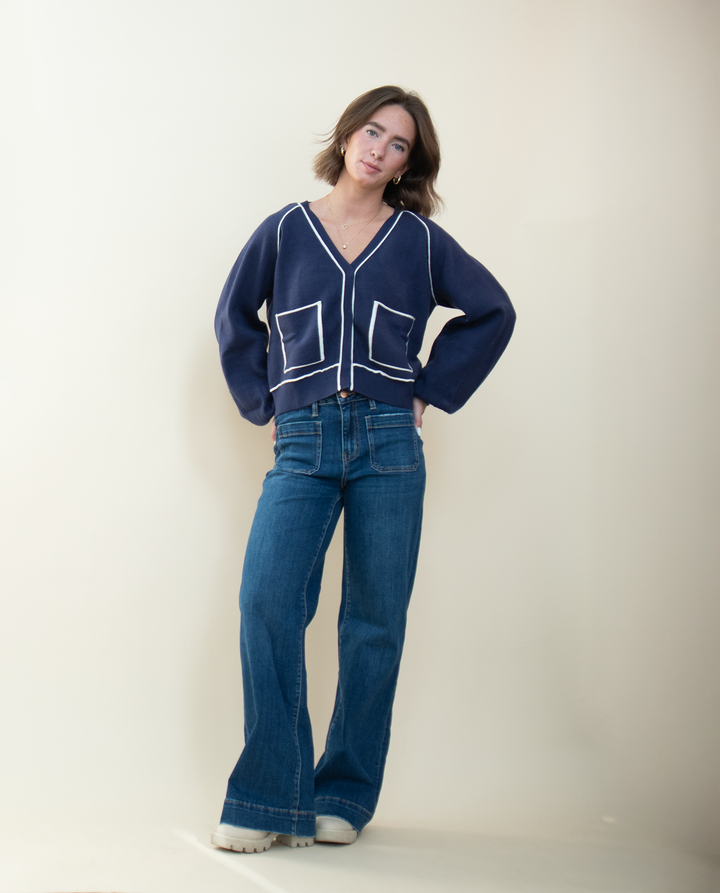 Blue Girl Lined Cardigan