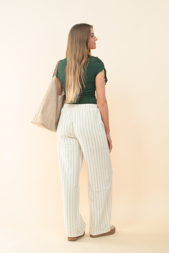 The Anna Stripe Linen Drawstring Pant