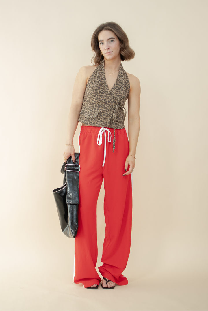 The Cassie Leopard Print Denim Halter