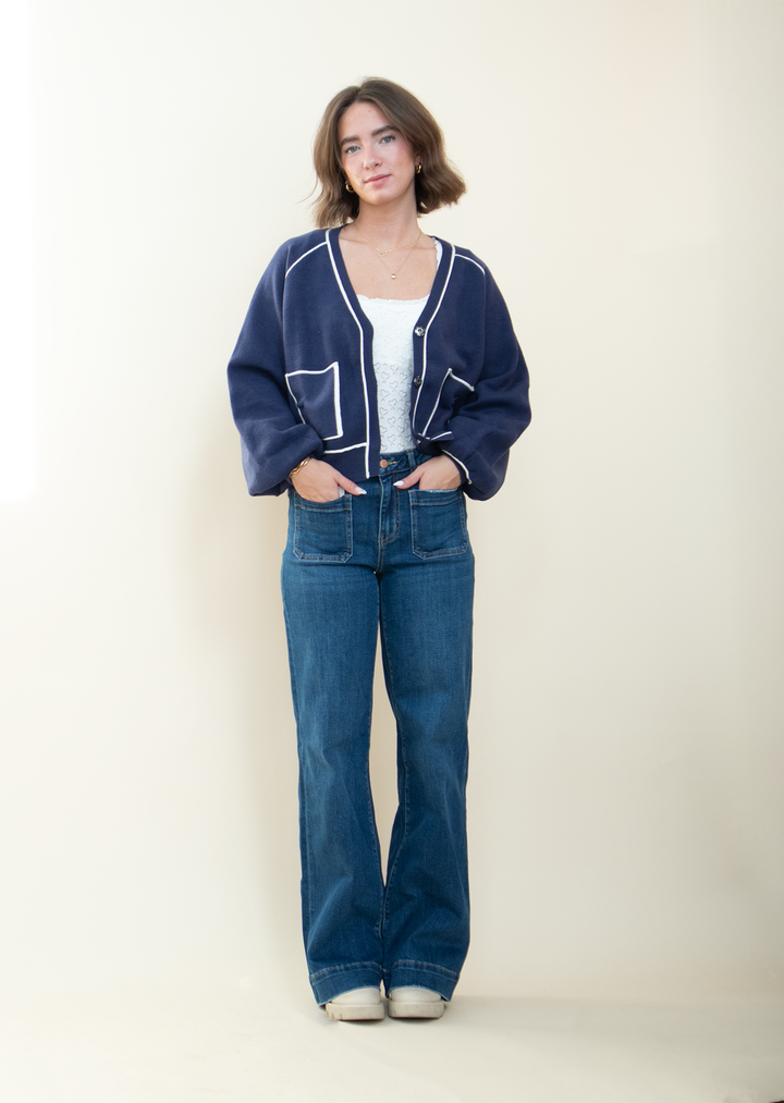 Blue Girl Lined Cardigan