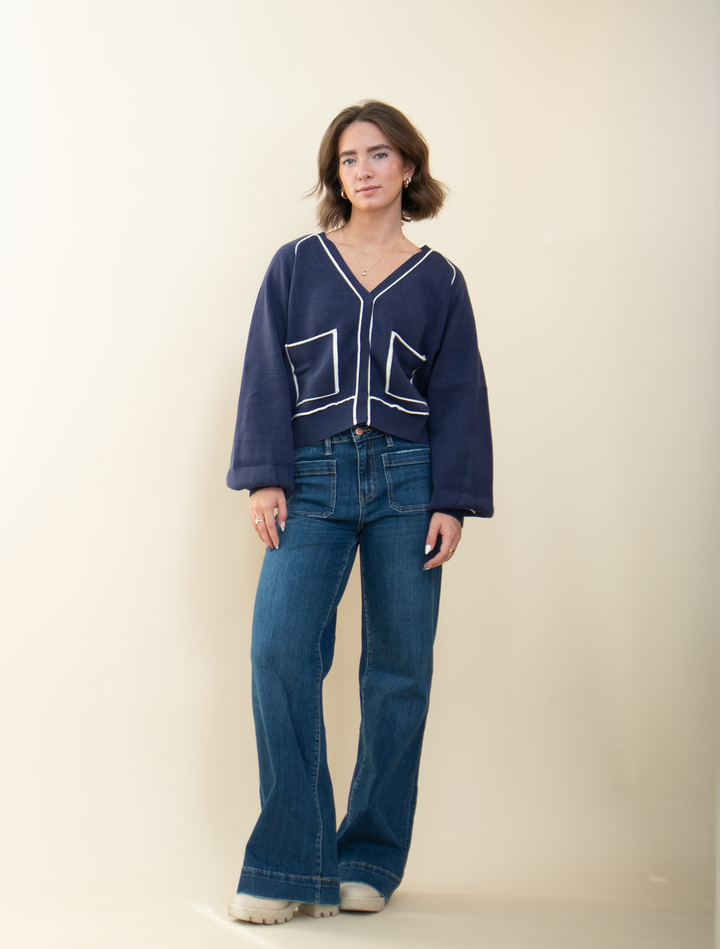 Blue Girl Lined Cardigan