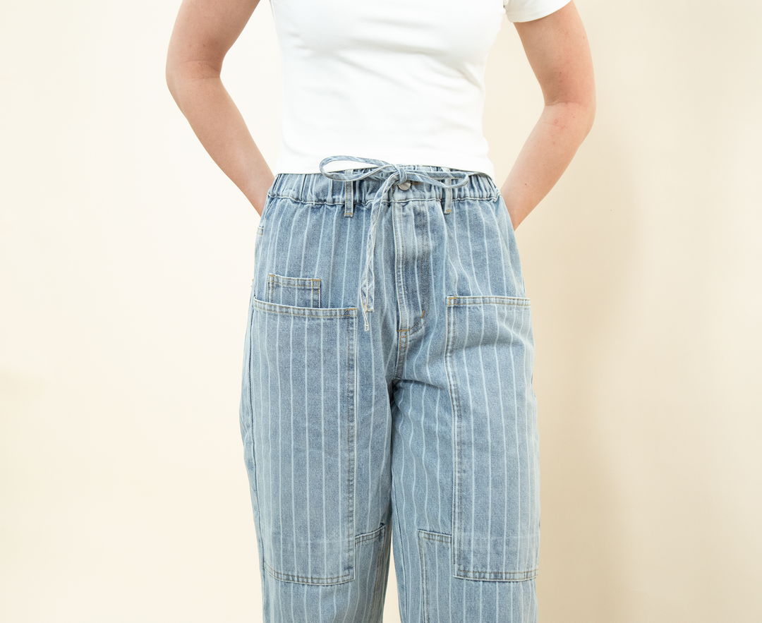 The Colette Drawstring Pinstripe Jeans